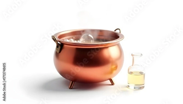 Fototapeta Witch cauldron isolated on white - 3d illustration