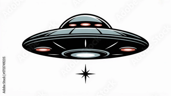 Fototapeta Ufo flying saucer alien spaceship vector illustration for space exploration and science fiction design needs