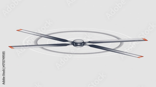 Fototapeta Helicopter rotor blades aviation propeller aircraft engineering design technology transport power system rotating 3d model