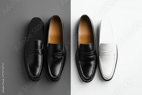 Obraz Shoe Mockup classic loafers with polished leather look, clean and professional composition, copy space, background color white, minimalism, stock vector