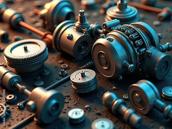 Obraz small engine that has not yet been assembled