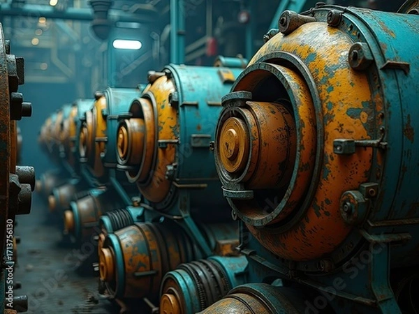 Obraz old engines on the ship