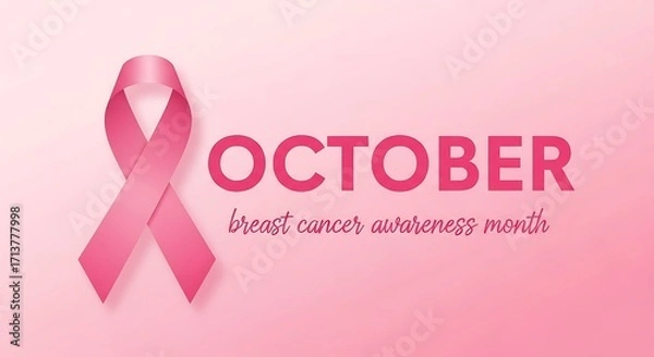 Fototapeta Breast cancer awareness month design featuring a pink ribbon, symbolizing support and hope on a pink background promoting awareness and early detection for womens health