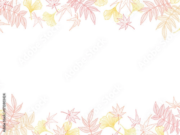 Obraz 秋の植物の線画フレーム③