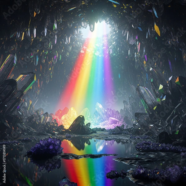 Obraz  Crystal Cave with Rainbow Light