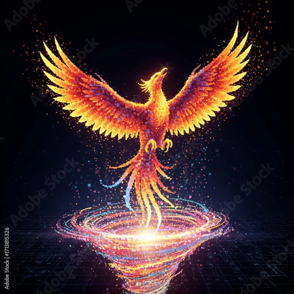 Obraz Digital Phoenix Rising from Pixels