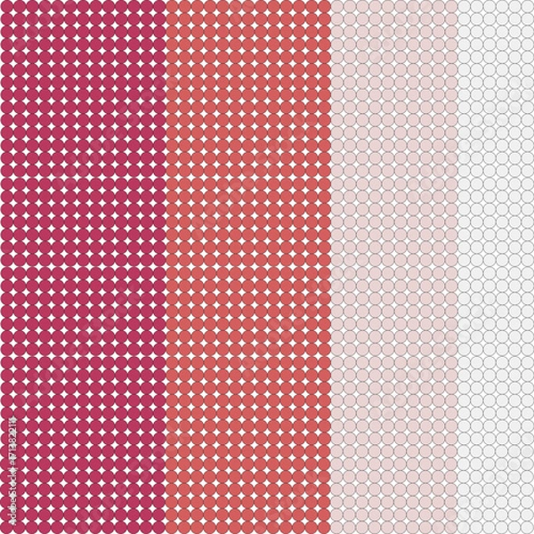 Fototapeta Seamless pattern set with colorful polka dots, a classic geometric retro design for fabric, wallpaper, or digital backdrops