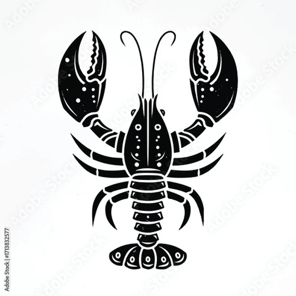 Fototapeta Unique lobster illustration in a woodcut style design perfect for seaside restaurants and seafood branding projects