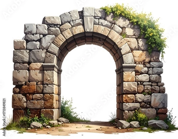 Obraz An ancient archway, overgrown with greenery