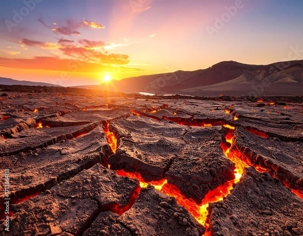 Obraz Molten earth at sunset