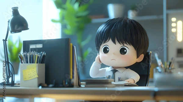 Obraz young man working on laptop