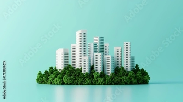Fototapeta Smart City Model Integrating Green Spaces and Sustainable Practices for Urban Design