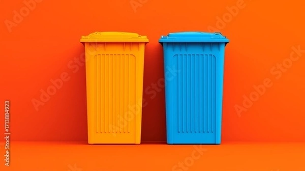 Fototapeta Illustrated Comparison of Biodegradable and Non-Biodegradable Waste Disposal Bins