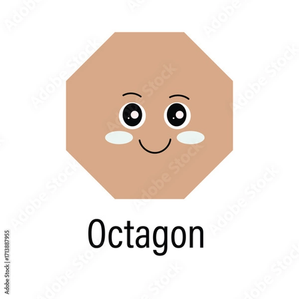 Fototapeta Cute octagon with smiling face