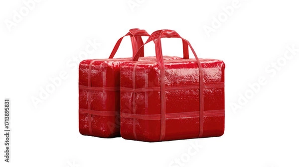 Fototapeta Two red, square, gift-like packages