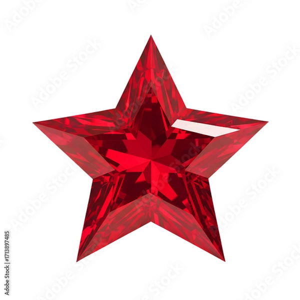 Fototapeta 
Five-pointed star with ruby ​​texture isolated on transparent background