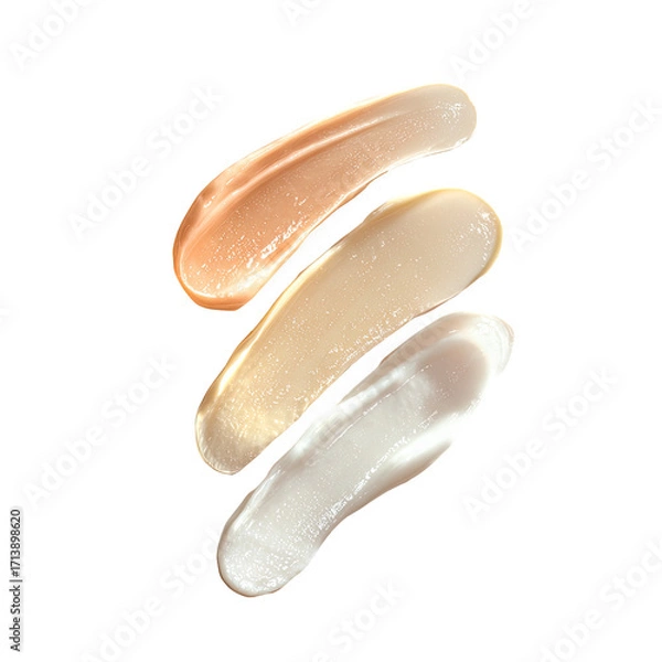 Fototapeta Three swirled, textured cream samples in varying light beige tones