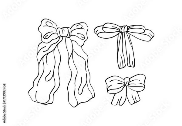 Fototapeta Set of black bows. Present bows and ribbons