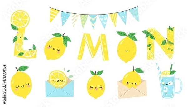Fototapeta Cute lemon characters and illustrations