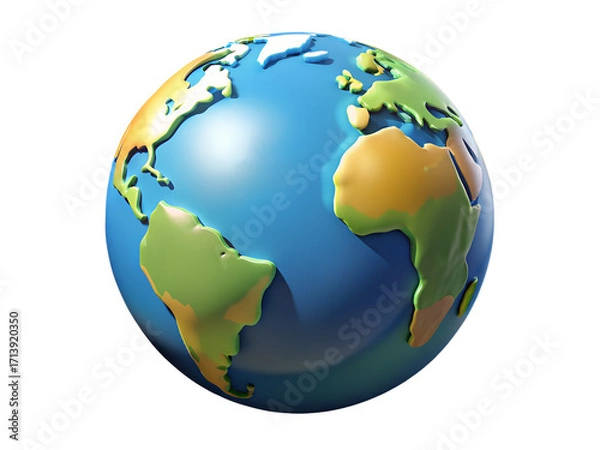 Fototapeta Detailed earth globe showing continents and oceans isolated for global concepts