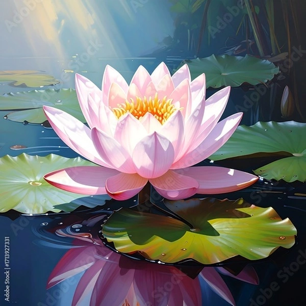 Obraz Pink lotus flower in pond