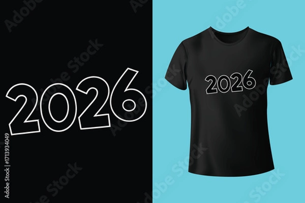 Obraz Cheers to the new year 2026, Happy new year 2026 t shirt design template vector, 2026