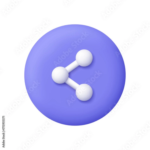 Fototapeta Share symbol on purple circle button. Social media sharing, communication, digital connection and user interface concept. 3d vector icon. Cartoon minimal style.