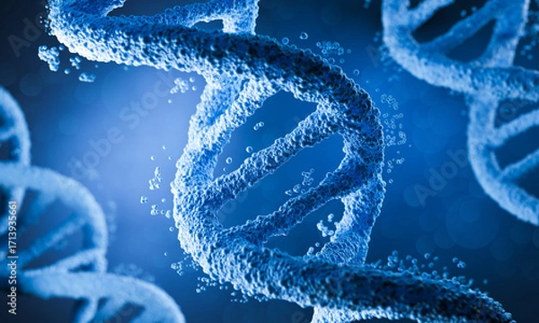Fototapeta DNA Double Helix Spiral Molecule Structure, molecule or atom Science or medical background, 3d illustration.