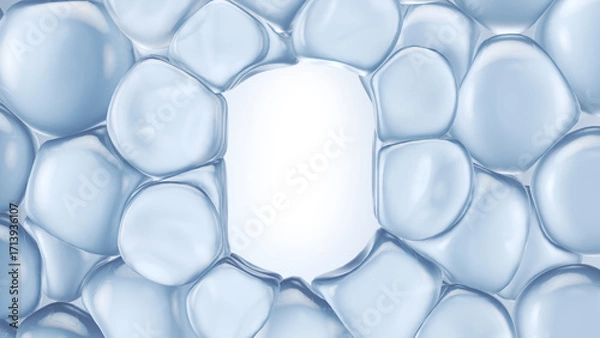 Fototapeta Cosmetic skin care oil sponge with a blank square for placing product packaging or logo 3d rendering.