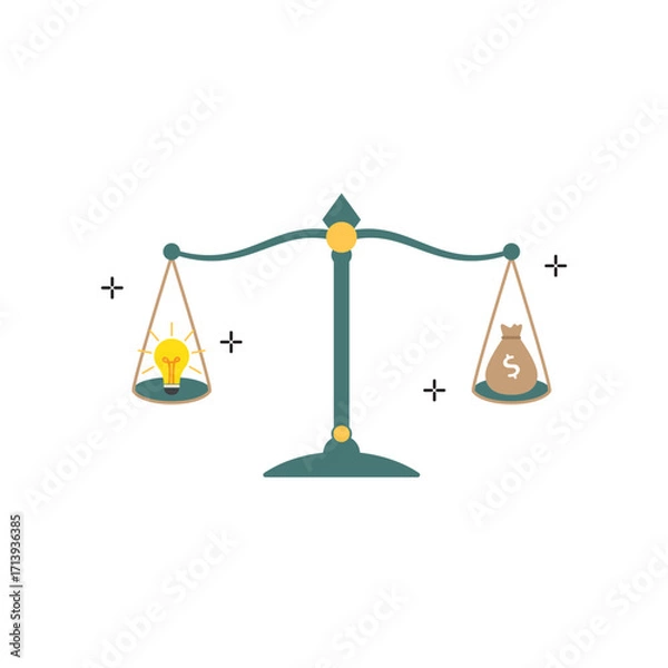 Fototapeta Balance scale weighing and idea