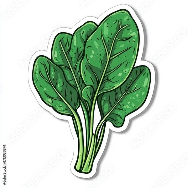 Fototapeta Spinach Leaf Freshness: A vibrant, illustrated depiction of fresh spinach leaves, a symbol of healthy eating, capturing the crispness and vitality of this essential green.