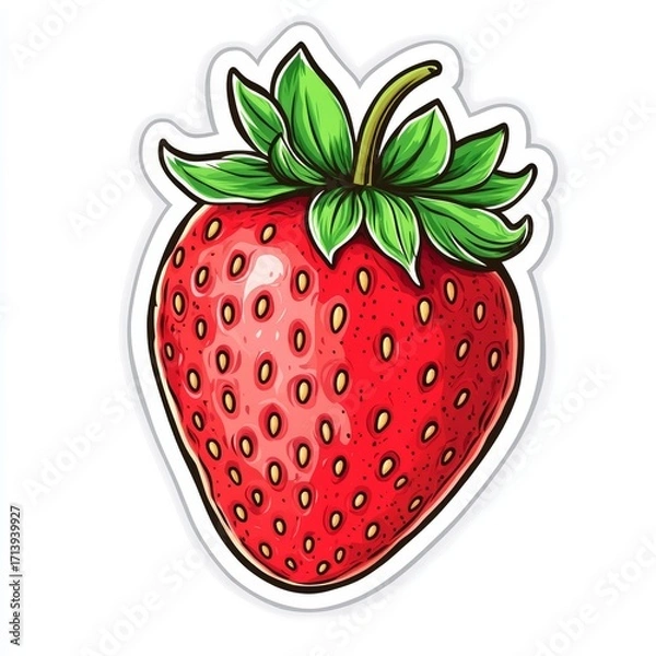 Fototapeta Delicious Strawberry: A vibrant illustration of a ripe strawberry with a pop of color. It showcases the natural beauty and fresh appeal of the fruit.