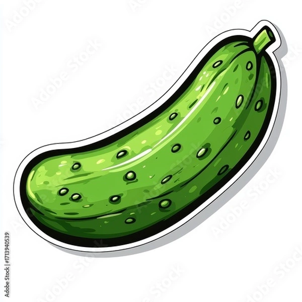 Fototapeta Green pickle with fresh and crunchy: A juicy and refreshing green pickle with vibrant textures. Ideal for illustrating culinary themes and showcasing freshness.