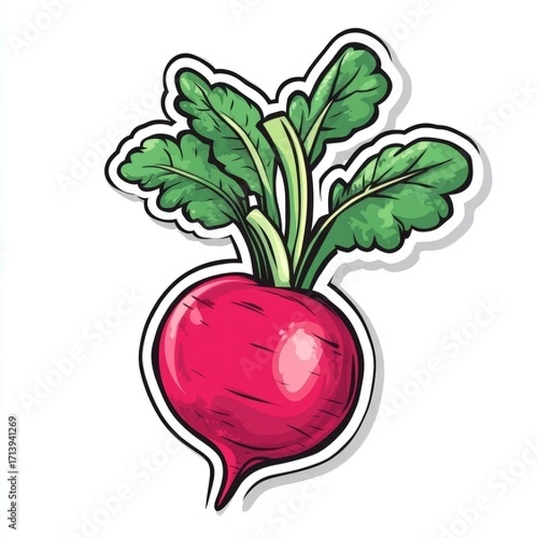Fototapeta Vibrant Radish Illustration: An artistic representation of a fresh, ripe radish, its vibrant colors and playful illustration capturing the essence of natural freshness and botanical charm.
