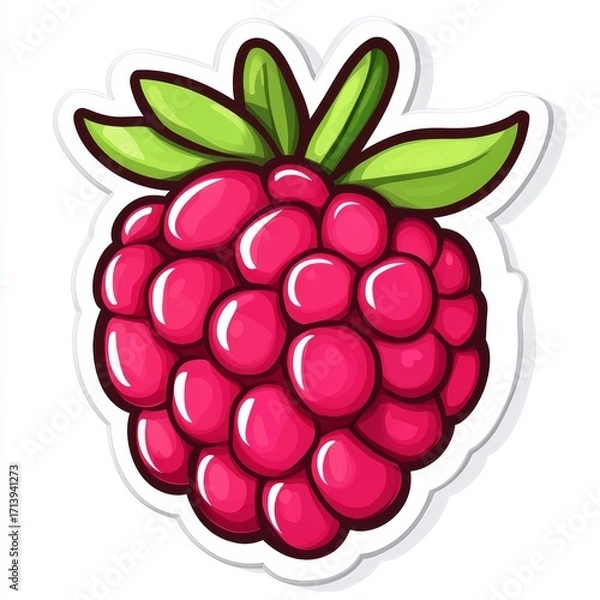 Fototapeta Vibrant Raspberry Delight: A close-up of a single, juicy raspberry, bursting with rich color and freshness.