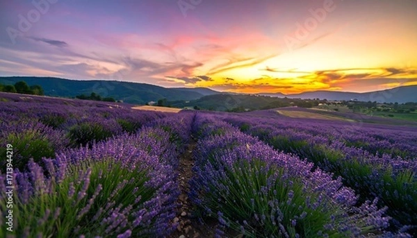 Obraz Lavender field at sunset (4)