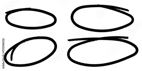 Obraz Black hand drawn sketch circles isolated on transparent background for highlight