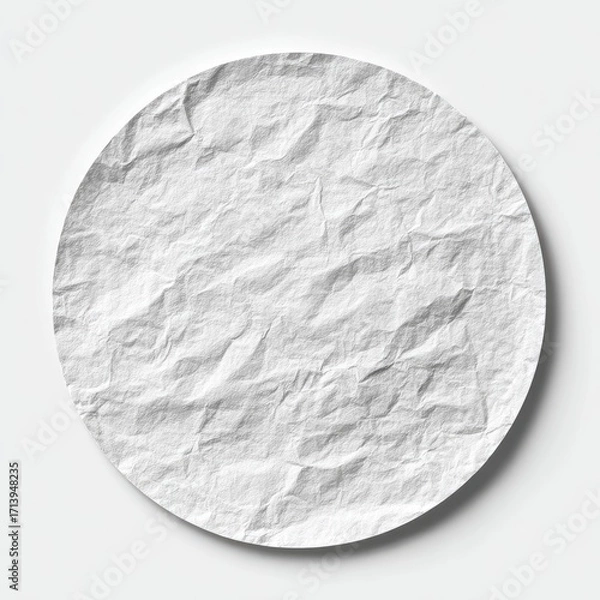 Fototapeta A round, white, crumpled paper plate