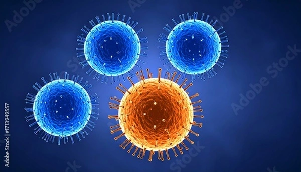 Fototapeta Three-dimensional illustration of viruses