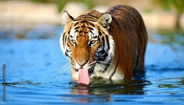 Obraz Tiger drinking from a lake