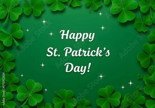 Obraz Vibrant green st. patrick's day celebration with lucky clover border and sparkles