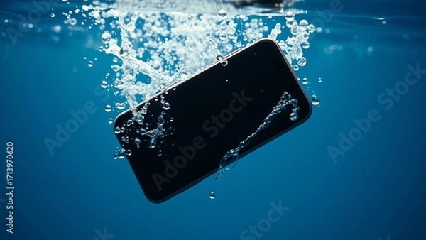 Obraz Smartphone sinking underwater 