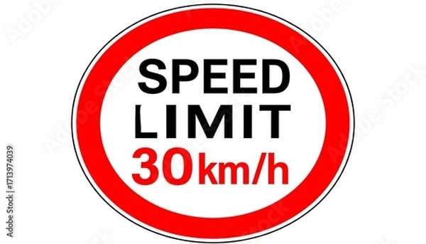Fototapeta Circular speed limit sign