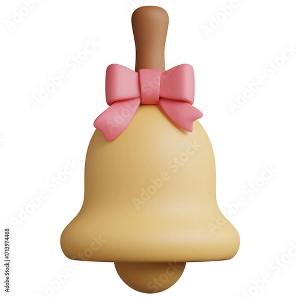 Fototapeta 3d render of a minimal bells with bow for Christmas decorations