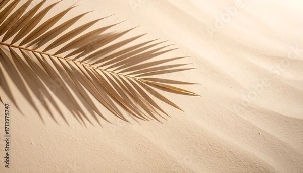 Obraz Light beige palm leaf shadow on textured surface