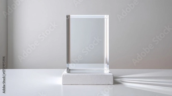 Obraz Minimalist Desk Mockup with Blank Frame and Plant