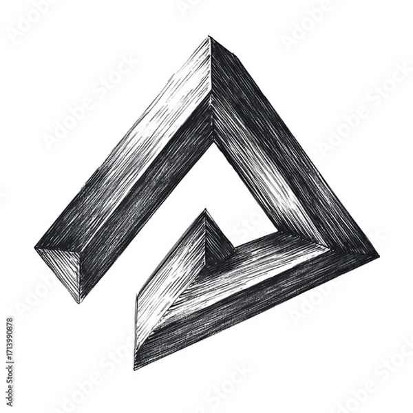 Fototapeta Graphic design, 3D illusion,  triangle