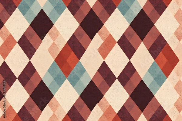 Fototapeta Argyle check pattern. Brown beige background. Classic geometric design. Vector illustration.