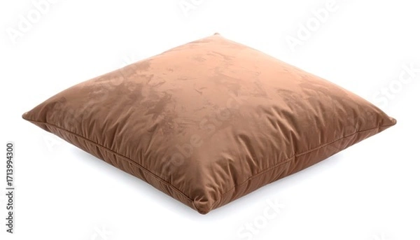 Obraz Light brown square pillow on white background