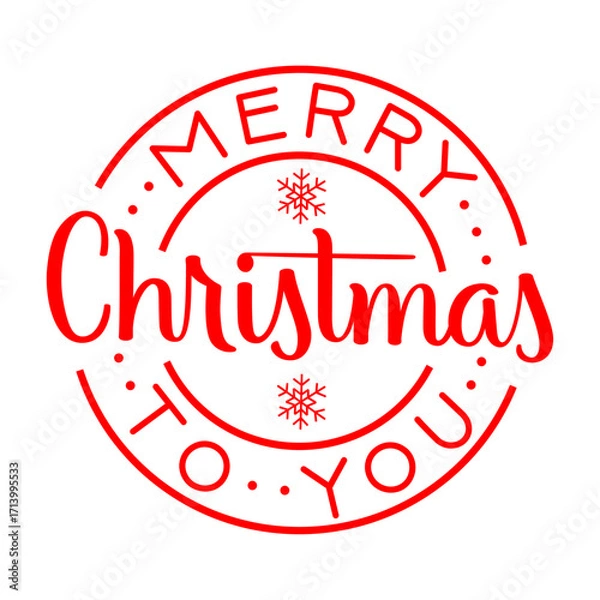 Fototapeta MERRY CHRSITMAS red vector hand lettering marketing stamp